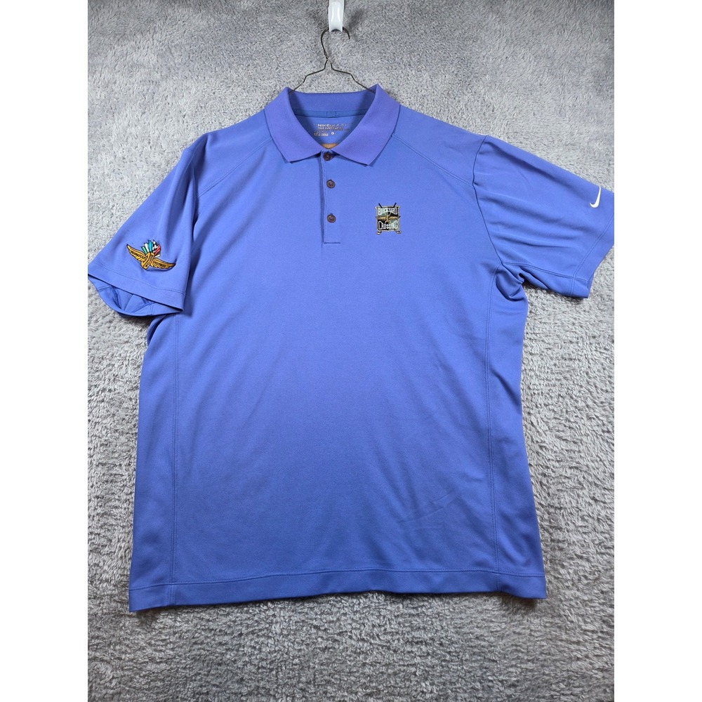 Nike Golf Polo Large Blue Mens Brickyard Crossing IMS Racing Dri-FIT Shirt
